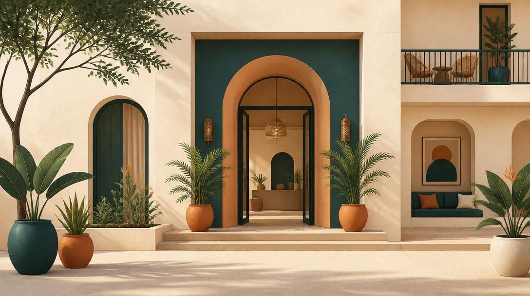 Illustration d'un hôtel accueillant pour un site vitrine