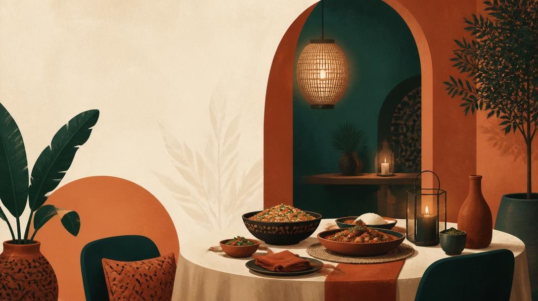 Illustration d'un restaurant chaleureux pour un site vitrine